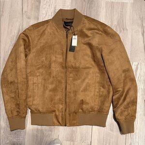 Banana Republic Brown Vegan Suede Bomber Jacket